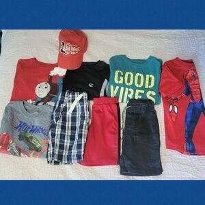 Boys Summer Tops, Shorts, & Hat Bundle Size 5-6
